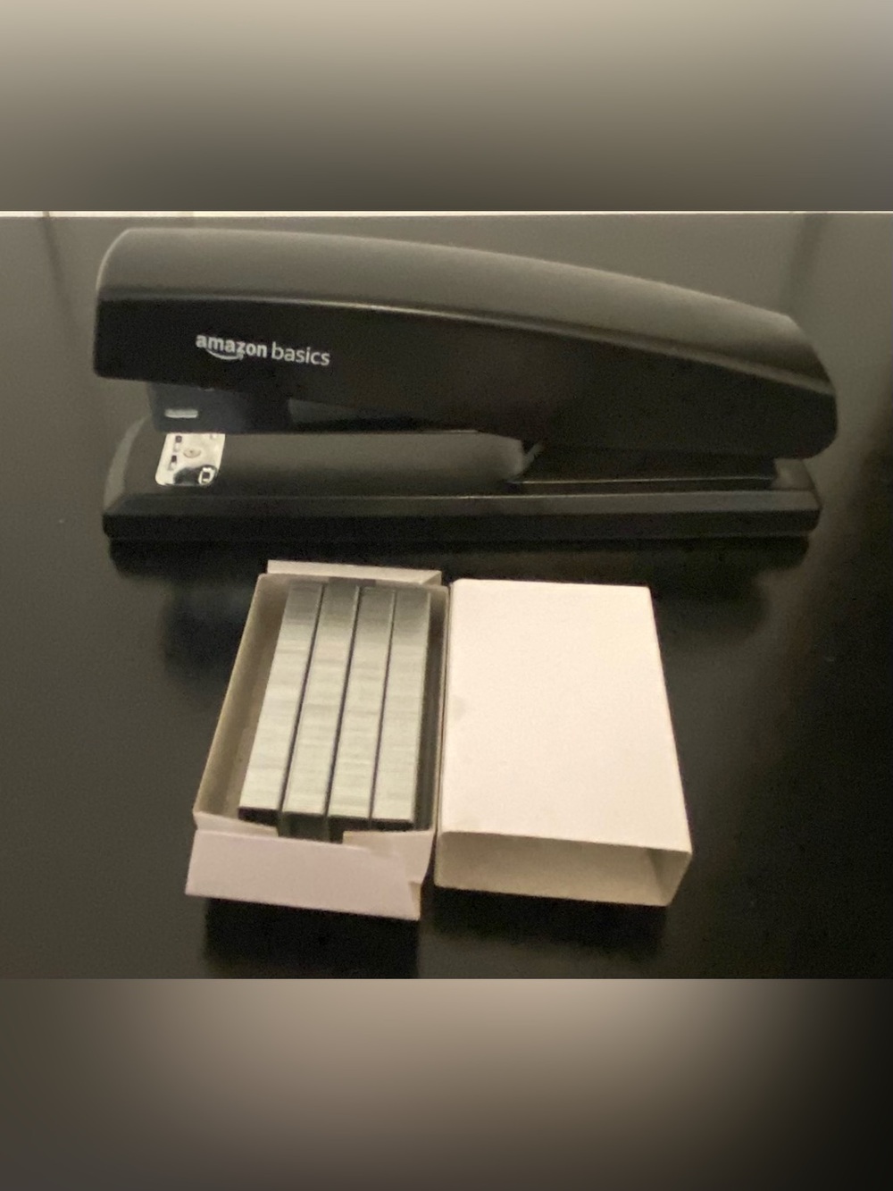 Amazon Basics Black Desktop Stapler with Extra Staples